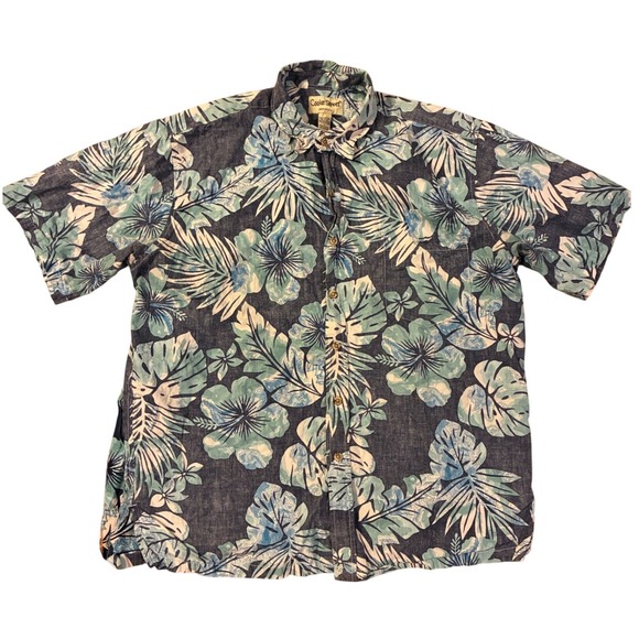 Cooke Street Other - Cooke Street Honolulu Mens Blue Floral Cotton‎ Hawaiian Shirt L Vintage Damaged